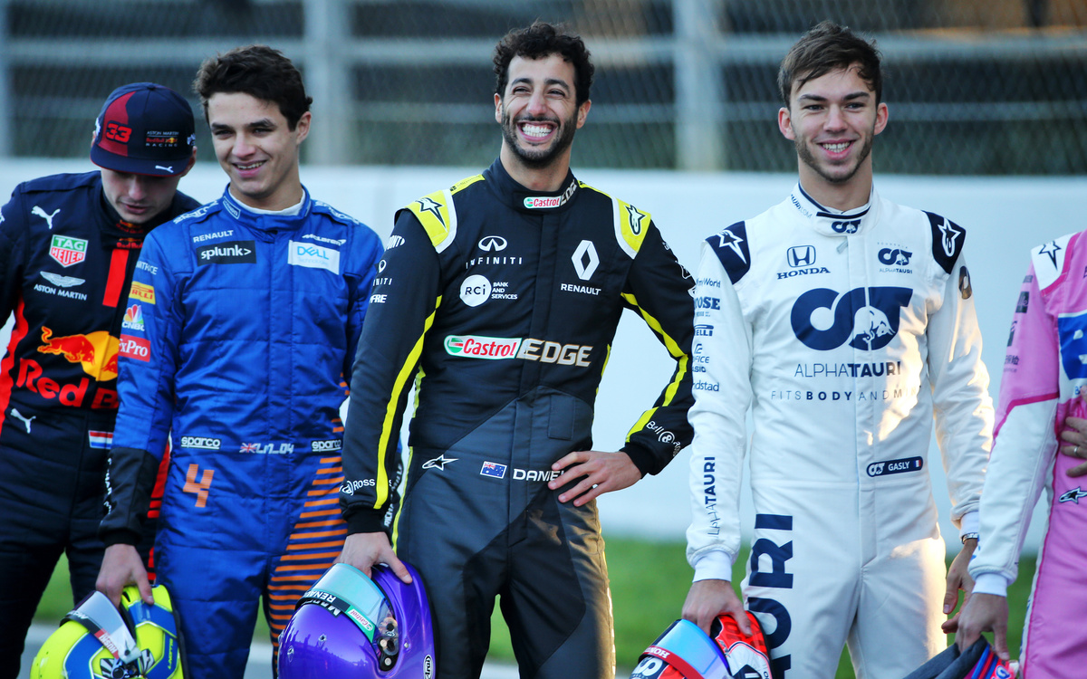 Lando Norris, Daniel Ricciardo a Pierre Gasly