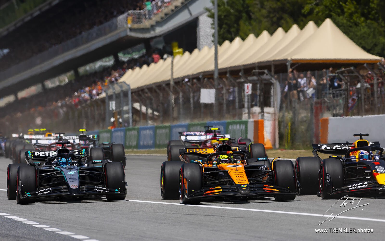 Lando Norris a George Russell